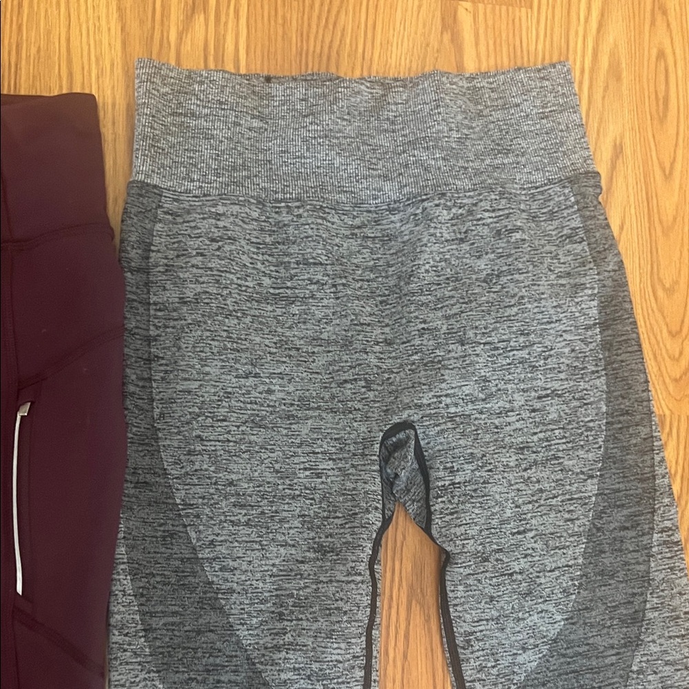Leggings BUNDLE Burgundy and Gray Athleta and V S PINK Active MEDIUM - Picture 3 of 5